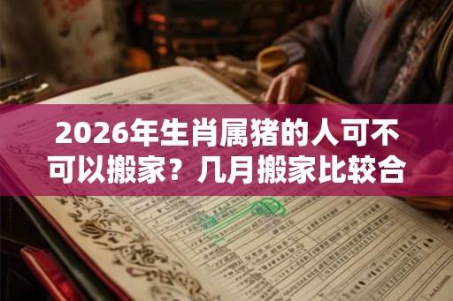 2026年生肖属猪的人可不可以搬家？几月搬家比较合适？