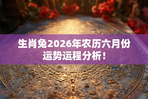 生肖兔2026年农历六月份运势运程分析！