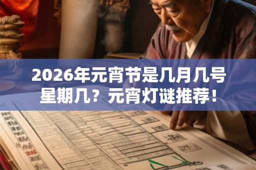 2026年元宵节是几月几号星期几?元宵灯谜推荐! 2026年元宵节是几月几号星期几?元宵灯谜推荐!