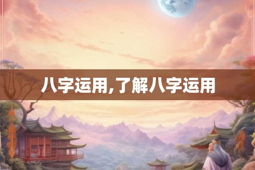 八字运用,了解八字运用