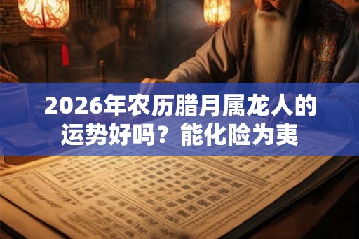 2026年农历腊月属龙人的运势好吗？能化险为夷
