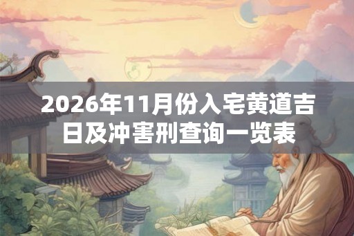 2026年11月份入宅黄道吉日及冲害刑查询一览表
