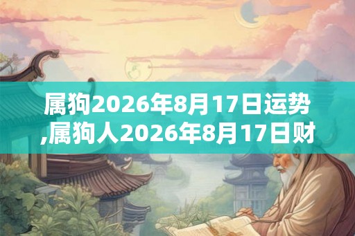 属狗2026年8月17日运势,属狗人2026年8月17日财运,生肖狗2026年8月17日运势