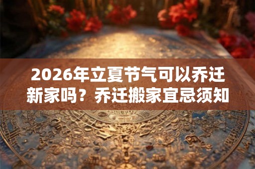 2026年立夏节气可以乔迁新家吗？乔迁搬家宜忌须知