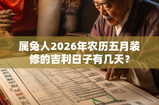 属兔人2026年农历五月装修的吉利日子有几天？
