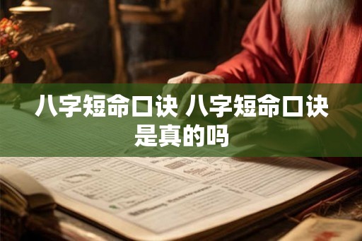 八字短命口诀 八字短命口诀是真的吗