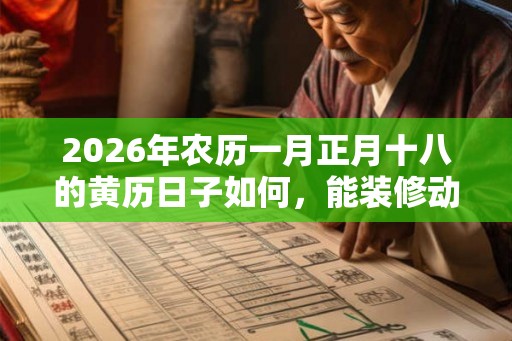 2026年农历一月正月十八的黄历日子如何，能装修动土吗？