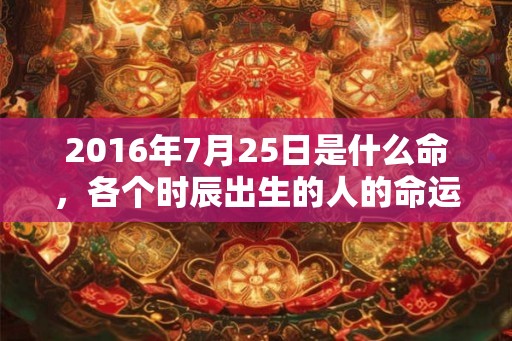 2016年7月25日是什么命，各个时辰出生的人的命运