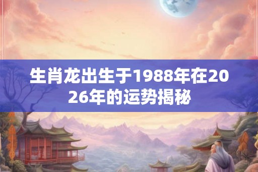 生肖龙出生于1988年在2026年的运势揭秘 生肖龙出生于1988年在2026年的运势揭秘