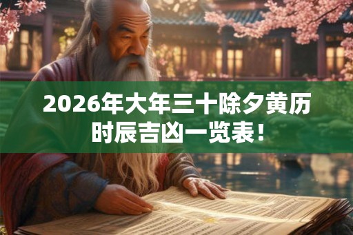 2026年大年三十除夕黄历时辰吉凶一览表！