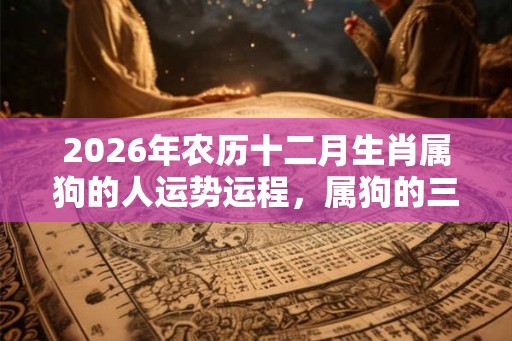 2026年农历十二月生肖属狗的人运势运程，属狗的三合贵人是谁？