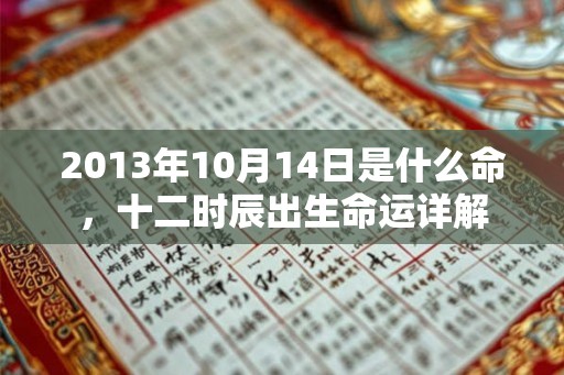 2013年10月14日是什么命，十二时辰出生命运详解