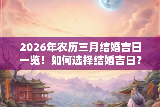 2026年农历三月结婚吉日一览！如何选择结婚吉日？