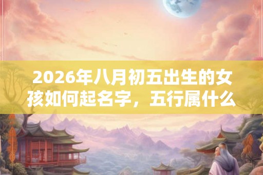2026年八月初五出生的女孩如何起名字，五行属什么