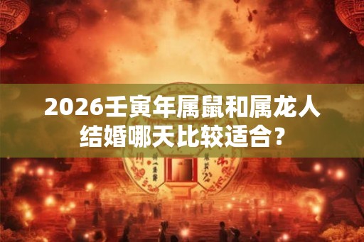 2026壬寅年属鼠和属龙人结婚哪天比较适合? 2026壬寅年属鼠和属龙人结婚哪天比较适合?