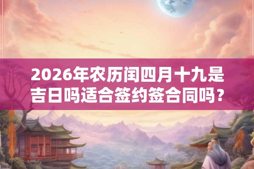 2026年农历闰四月十九是吉日吗适合签约签合同吗？