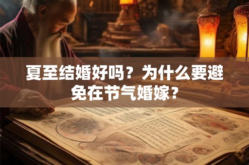 夏至结婚好吗？为什么要避免在节气婚嫁？