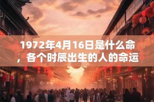 1972年4月16日是什么命，各个时辰出生的人的命运