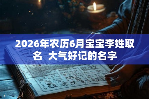 2026年农历6月宝宝李姓取名 大气好记的名字 2026年农历6月宝宝李姓取名 大气好记的名字
