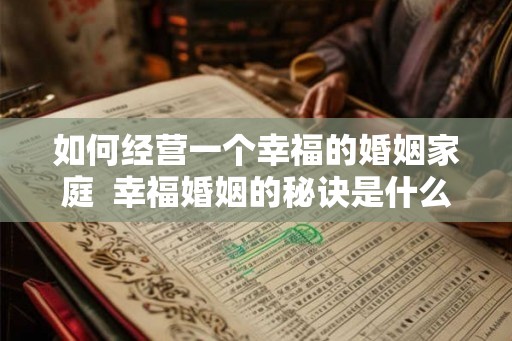 如何经营一个幸福的婚姻家庭  幸福婚姻的秘诀是什么