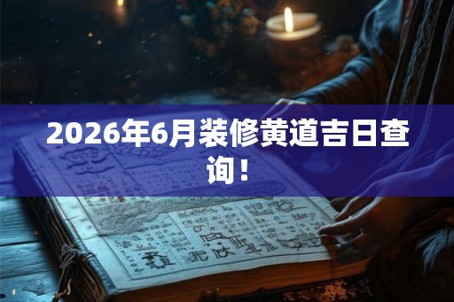 2026年6月装修黄道吉日查询！
