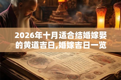 2026年十月适合结婚嫁娶的黄道吉日,婚嫁吉日一览表