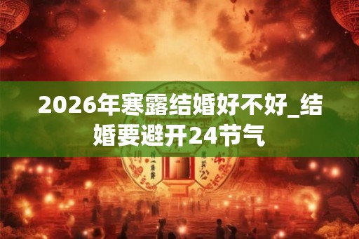 2026年寒露结婚好不好_结婚要避开24节气