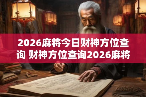 2026麻将今日财神方位查询 财神方位查询2026麻将如何操作