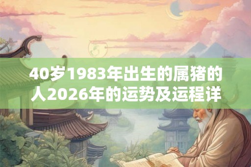 40岁1983年出生的属猪的人2026年的运势及运程详解