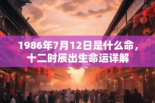 1986年7月12日是什么命，十二时辰出生命运详解