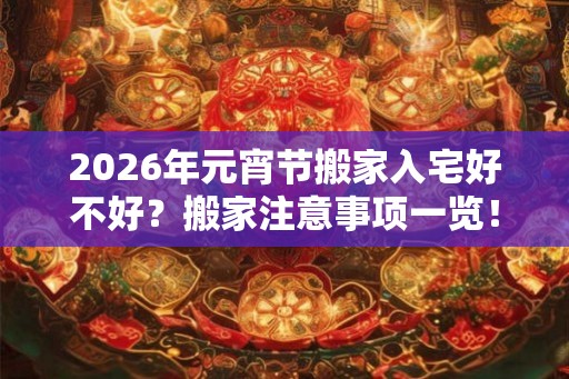 2026年元宵节搬家入宅好不好？搬家注意事项一览！
