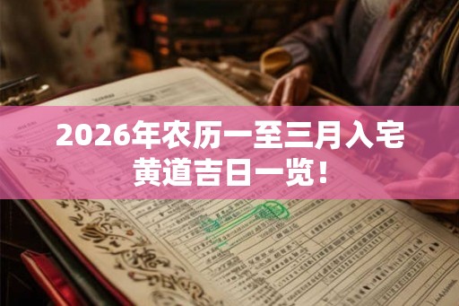 2026年农历一至三月入宅黄道吉日一览！