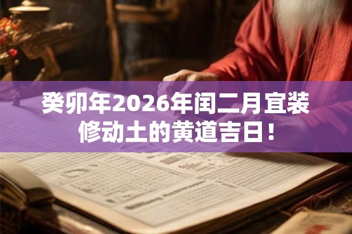 癸卯年2026年闰二月宜装修动土的黄道吉日！