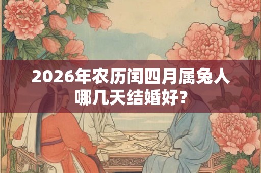 2026年农历闰四月属兔人哪几天结婚好？