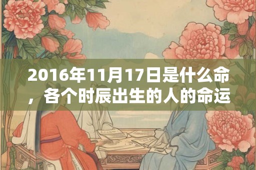 2016年11月17日是什么命，各个时辰出生的人的命运