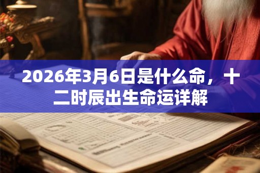 2026年3月6日是什么命，十二时辰出生命运详解