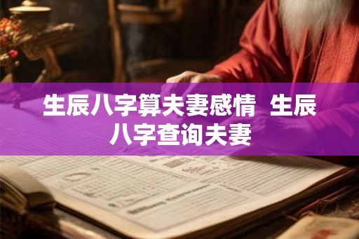 生辰八字算夫妻感情  生辰八字查询夫妻