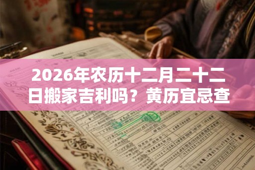 2026年农历十二月二十二日搬家吉利吗？黄历宜忌查询
