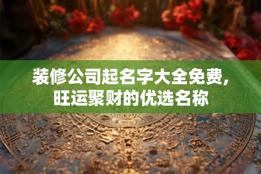 装修公司起名字大全免费,旺运聚财的优选名称