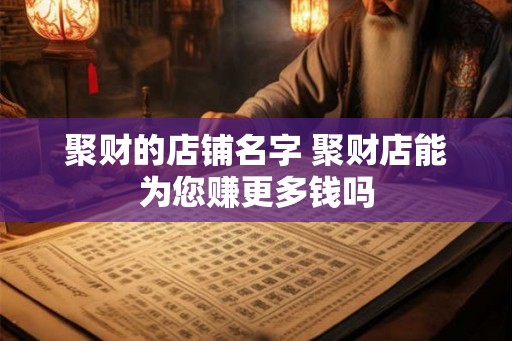 聚财的店铺名字 聚财店能为您赚更多钱吗