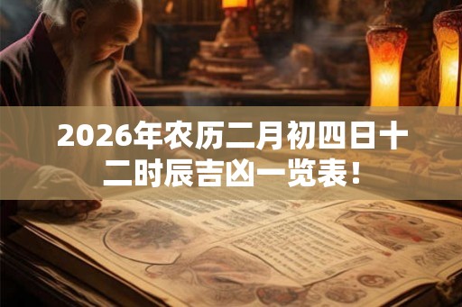2026年农历二月初四日十二时辰吉凶一览表! 2026年农历二月初四日十二时辰吉凶一览表!