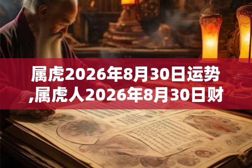 属虎2026年8月30日运势,属虎人2026年8月30日财运,生肖虎2026年8月30日运势