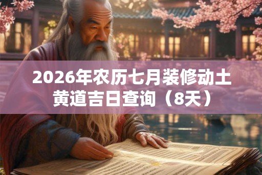 2026年农历七月装修动土黄道吉日查询(8天) 2026年农历七月装修动土黄道吉日查询(8天)