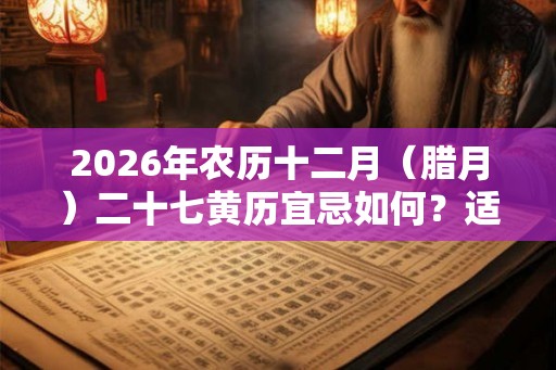 2026年农历十二月(腊月)二十七黄历宜忌如何?适合出殡吗? 2026年农历十二月(腊月)二十七黄历宜忌如何?适合出殡吗?