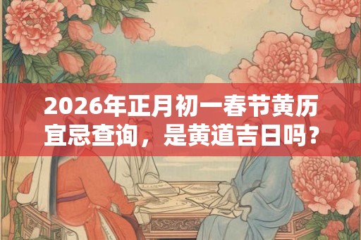 2026年正月初一春节黄历宜忌查询，是黄道吉日吗？