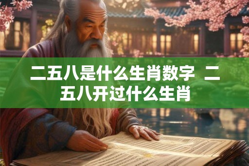 二五八是什么生肖数字  二五八开过什么生肖