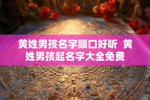 黄姓男孩名字顺口好听  黄姓男孩起名字大全免费