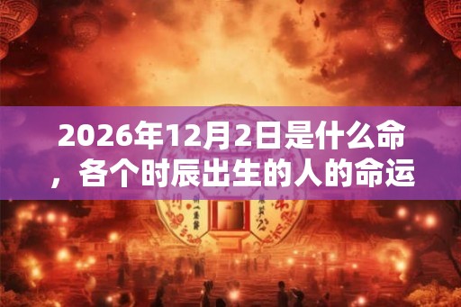 2026年12月2日是什么命，各个时辰出生的人的命运