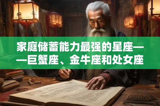 家庭储蓄能力最强的星座——巨蟹座、金牛座和处女座