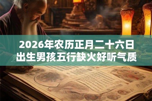 2026年农历正月二十六日出生男孩五行缺火好听气质起名